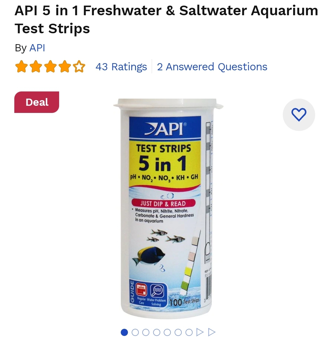 API 5-IN-1 TEST STRIPS Freshwater and Saltwater Aquarium Test